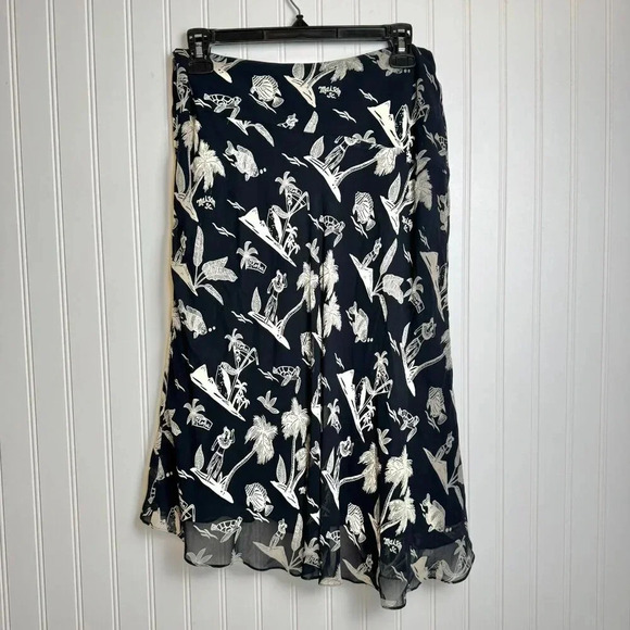 Scotch & Soda Black Tropical Print A-Line Skirt Size Small Asymmetrical P48 - Picture 4 of 8